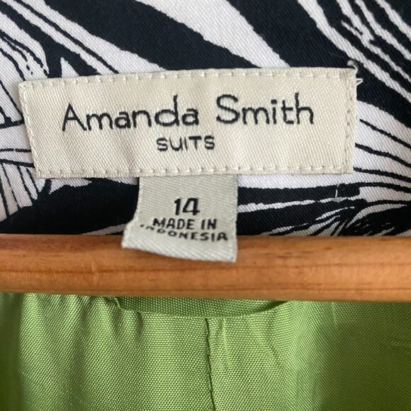 AMANDA SMITH Light Coat Tailored Black/White Pattern Buttons Cotton Blend Sz 14 - Picture 4 of 7
